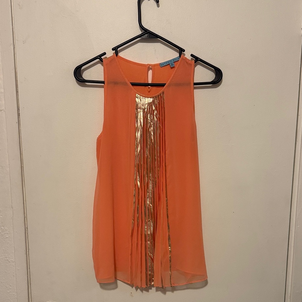 ANTONIO MELANI Orange Blouse with Gold Detail